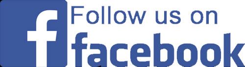 the Facebook logo and the words follow us on facebook